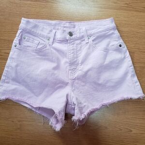 High-Rise Lavender Frayed Hem Women’s Denim Shorts